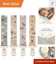 Baby Pacifier Clip Holder - Girl or Boy Unisex 4 Pack Gift Set   Farm Animals...