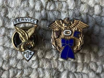 2 Vintage FOE Fraternal Order of Eagles Sterling Silver Tie Tack Lapel Pin 