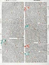 Original Incunabula Sheet Thomas Aquinas Opuscula Venice - 1490#