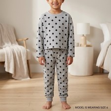 Gap Kids Pajama Set Size 6 Gray Polka Dot Excellent Long Sleeve Joggers