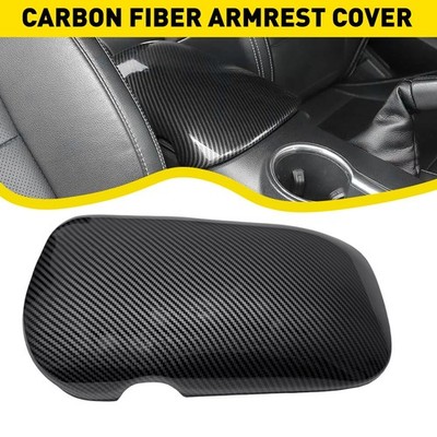 Carbon Fiber Look Interior Armrest Box Storage Cover Trim For Ford Mustang 15-23