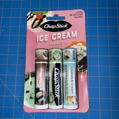 ChapStick Ice Cream Classics NIPS Cookies & Cream Mint Choc. Chip Fudge Sundae