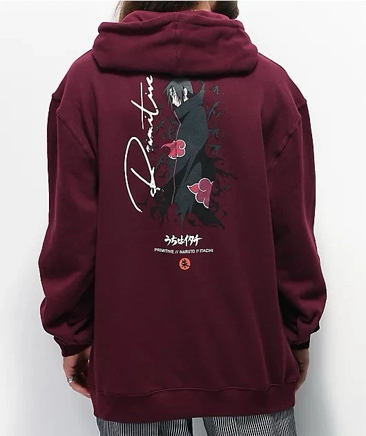 Naruto Shippuden Primitive Itachi Maroon Pullover Long Sleeve Hoodie Men's XL - Image 3 of 3