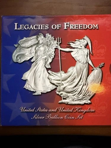 Legacies of Freedom US and UK Silver Bullion Coin Set  2.0 Full Ounces