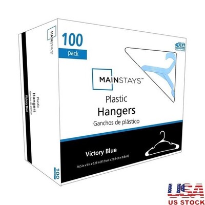 Value 100-Pack Plastic Hangers Notched Durable Clothes Organizer Ideal Closet US
