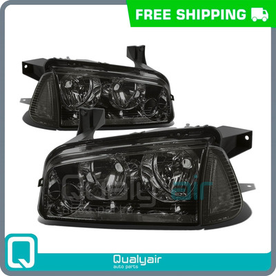Headlights Factory Style Smoked Lens Clear Corner for 2006-2010 Dodge Charger