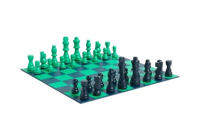 HAY Play Green/ Blue Wood Chess Set By Clara von Zweigbergk NEW
