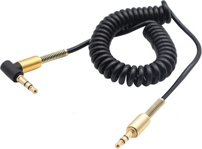 3.5Mm Coiled Cable - 90 Degree Right Angle 3-Pole TRS Jack Stereo Audio Spring A