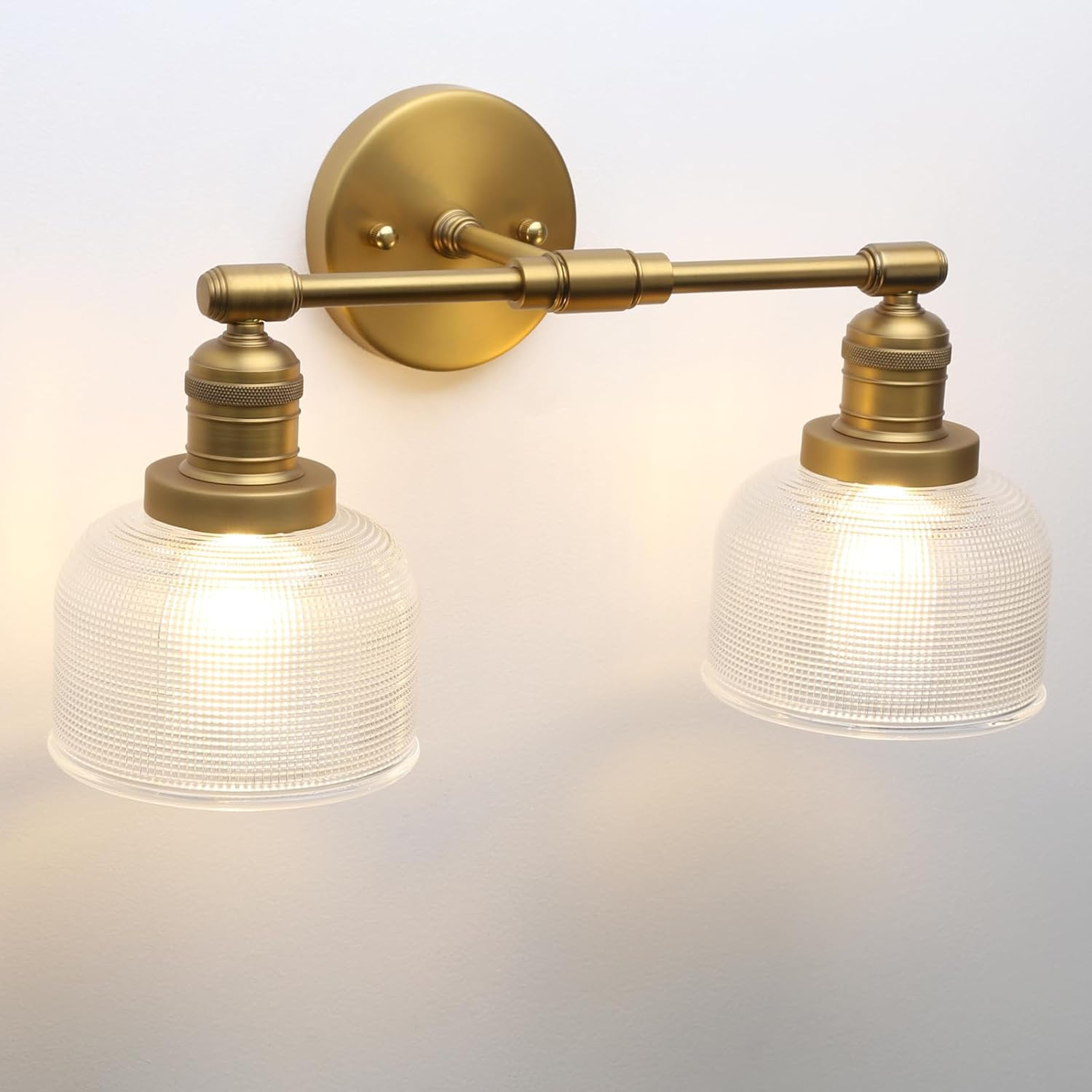 Vintage Double Heads Wall Sconces Decor for Bathroom Mirror, Glass 2-Light Bathr