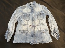 Maurices Women's Light Wash Denim Utility Jacket - Size M - Drawstring