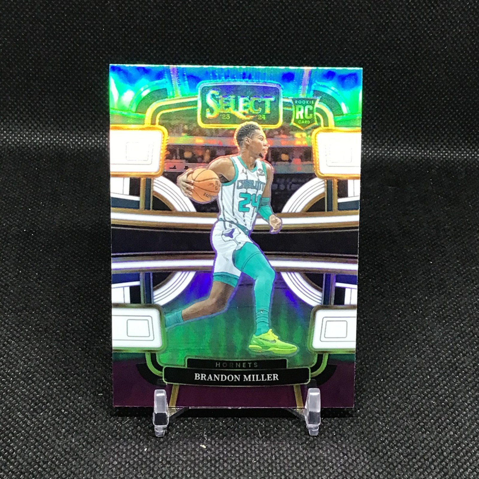 2023-24 Panini Select Green White Purple Prizms RC #80 Brandon Miller Hornets
