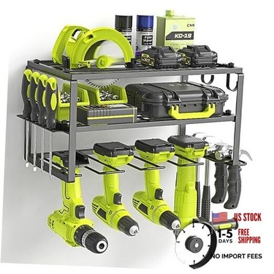Power Tool Organizer, Heavy Duty Iron, 3 Layers Storage Rack 4 Drill Holders A