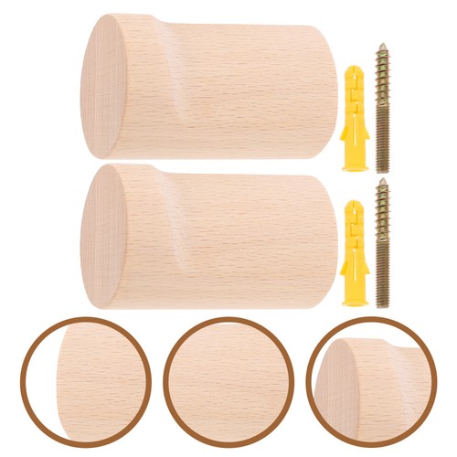2 Set Wooden Hook Household Wall Hanger Jacket Hooks Hat Coat Rack - Picture 6 of 12