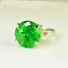 8 Ct Colombian Natural Green Emerald Ring in 925 Sterling Silver All Sizes