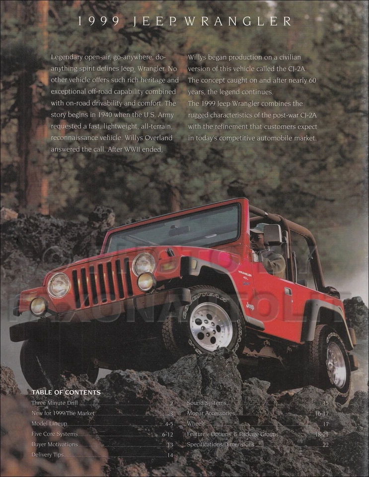 1999 Jeep продаж консультант руководство по продукции дилер альбом - особенности варианты характеристики - Изображение 3 из 4