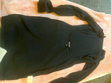 PrettyLittleThing Black Ribbed Scoop Neck Long Sleeve Bodycon Mini Dress 8