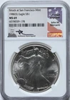 1986-S Silver Eagle $1 MS 69 NGC Mercanti Signed Flag Label San Francisco Mint