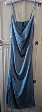 Long cowl neck blue dress cider XL new