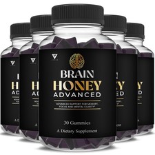 5 Pack Brain Honey Advanced With Manuka Honey, Brain Honey Gummy 150 Gummies