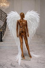 White Angel Wings Long Train - Extra Large Feather Wings Bridal Costume