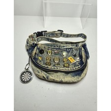 Vintage Fanny Pack Bum Belt Bag 80s Acid Wash Denim Cricket Mark Pins Dart
