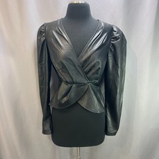 Express Faux Leather Wrap Top Womens XS Black...