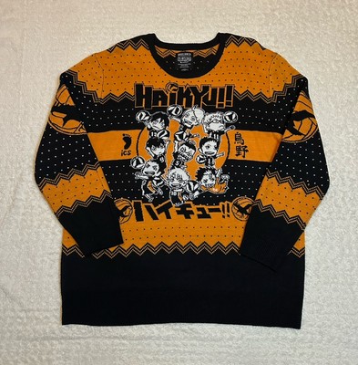 Haikyu Sweater Boxlunch Karasuno Crows Chibi Team Size 3XL Orange Black Anime