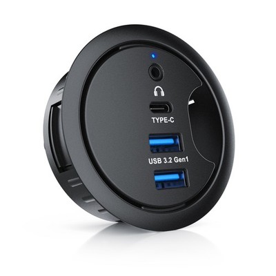 CSL USB Hub Tisch-Kabeldurchführung, USB3.2 Gen 1 Typ C, 2x USB 3.2 Gen1 Typ A