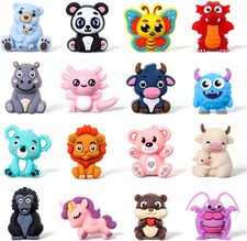 16 Pcs 3D Animal Silicone Focal Beads for Pens, Keychain Making, Focal Beads Bul
