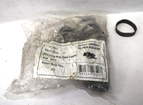 Lot of 16 Black Copper PEX Crimp Rings HLPEX-525-0150 6216316989900 READ