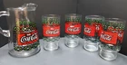 Vintage Coca Cola Glass Pitcher And 4 Cups Set