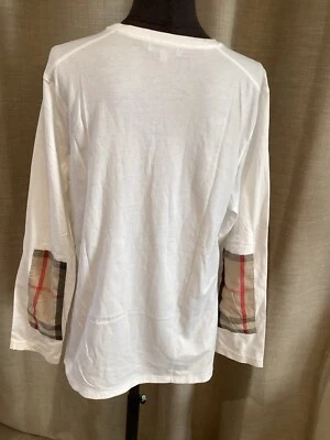 Très Beau TEE Shirt Coton Coudières Tartan Burberry M Tbe Authentique - Photo 1/4