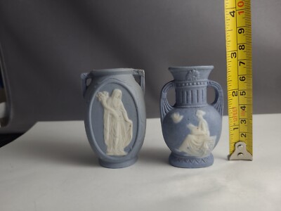 Set Of 2 Japan Blue Jasperware Miniature Vases | eBay