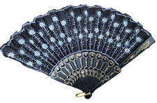 Silver Sequins Peacock Decorative Plastic Hand Fan For Weddings Summer Foldable