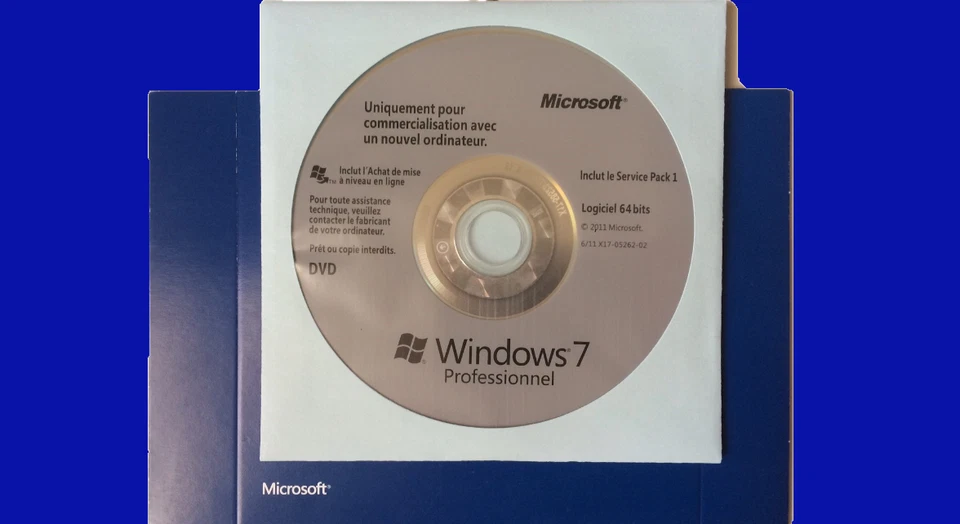 Microsoft Windows 7 Pro SP1 DVD officiel 64 bit langue française (no licence) - Photo 2/2