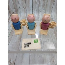 Vintage Little People Fisher Price Barber Shop Lot & 3 Little People