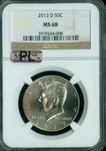 2013 D KENNEDY HALF DOLLAR NGC MS68 PQ PL 2ND MAC FINEST SPOTLESS   *
