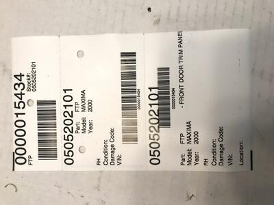 2000 01 Nissan Maxima Front Door Panel Right Passenger 809003Y202