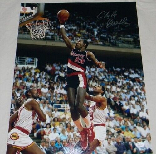 CLYDE DREXLER AUTOGRAPHED SIGNED PORTLAND TRAIL BLAZERS 16x20 PHOTO JSA - Picture 1 of 2
