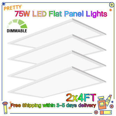 LED Panel Light 2x4FT 75W,Recessed Edge-Lit Drop Ceiling Troffer Light 7800lum
