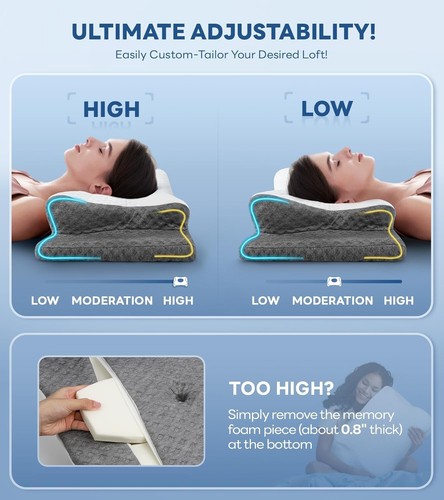 Cervical Support Memory Foam Pillow with Armrests for Side and Stomach Sleepers - Picture 7 of 8