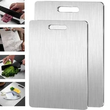 2PCS Titanium Coating Cutting Board Double-Sided Kitchen Tool Camping Size S M