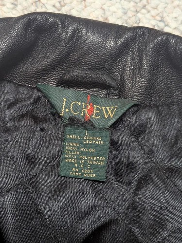 vintage 1990s oarsman J CREW motorcycle jacket L leather jacket BOMBER black 46 - Picture 5 of 8