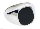Round Edge Black Onyx Stainless Steel Men's Ring Size 10 Tk595 T42