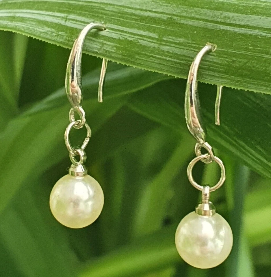 Perlenohrringe 10mm Silber Ohrhänger 925 Silber Perlenimitat Perlenschmuck - Bild 4 von 4