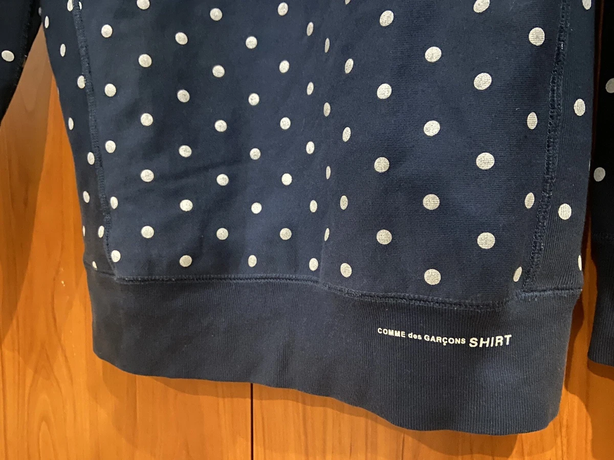 2012 Supreme X Comme Des Garcons CDG Polka Dot Box Logo Hoodie Navy Blue  Size L