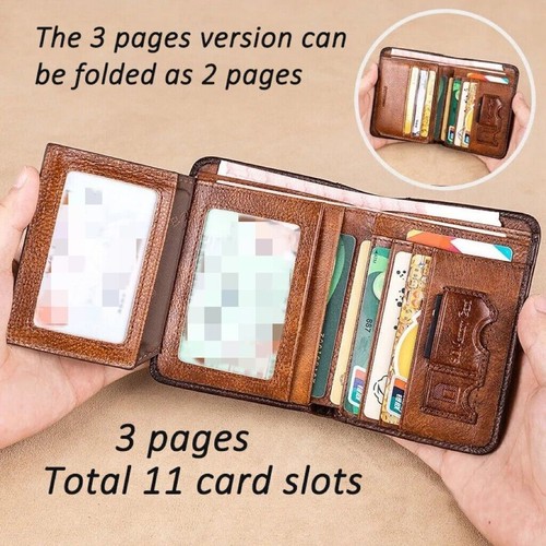 Cartera RFID Monedero Hombre Portmonee Full Piel de vacuno Tarjetero- - Imagen 5 de 14