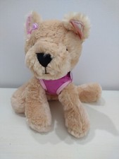 Punk Princess Plush Dog 10" Soft Puppy Stuffed Toy Pink Krinkle Ears Collar Coat