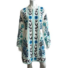 Ruby Yaya Jacket Womens White Floral Long Embroider All Over Clasp Semi Open Xl