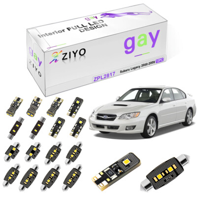 12pcs Xenon White Interior LED Light Kit Dome Lamp For Subaru Legacy 2000-2009
